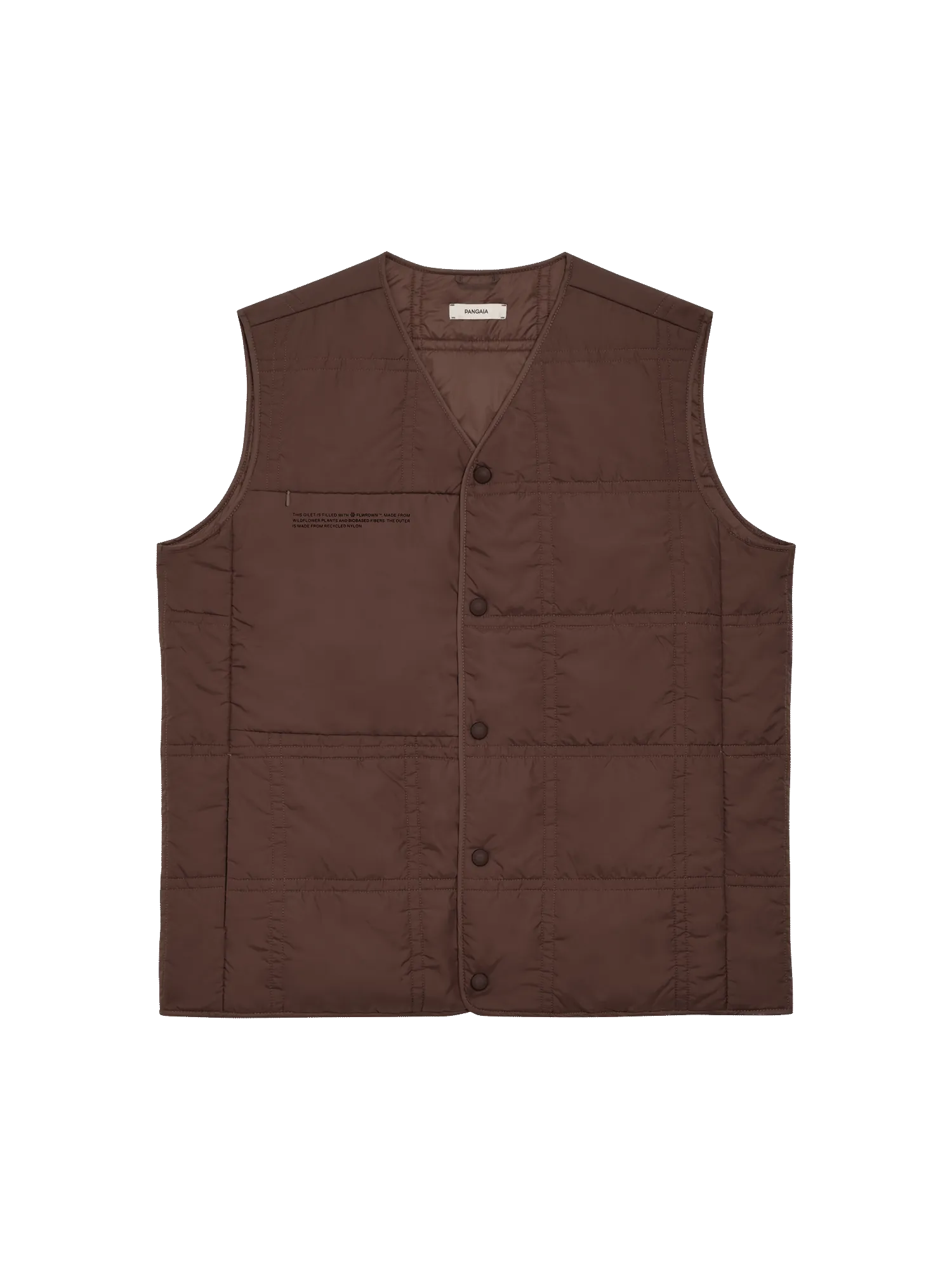 Flower-Warmth Quilted Gilet—chestnut brown