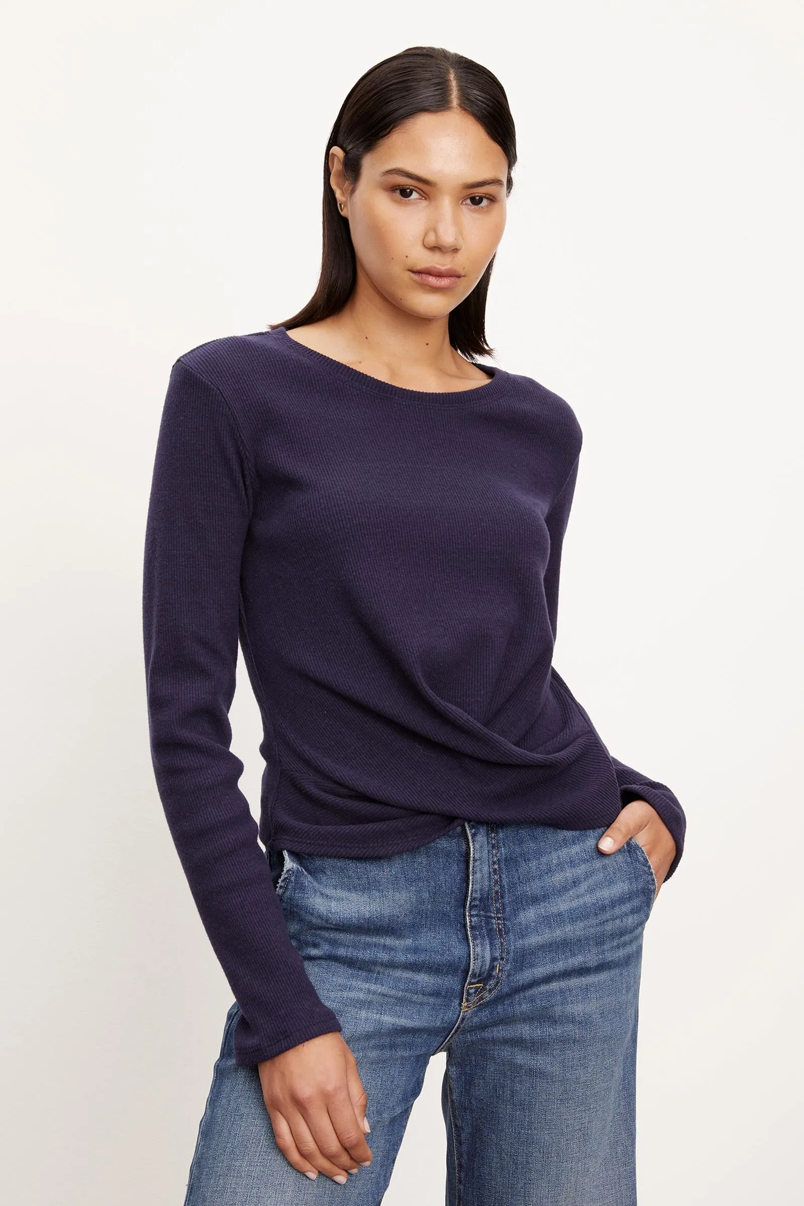 Geonna Cotton-Blended Ribbed Top