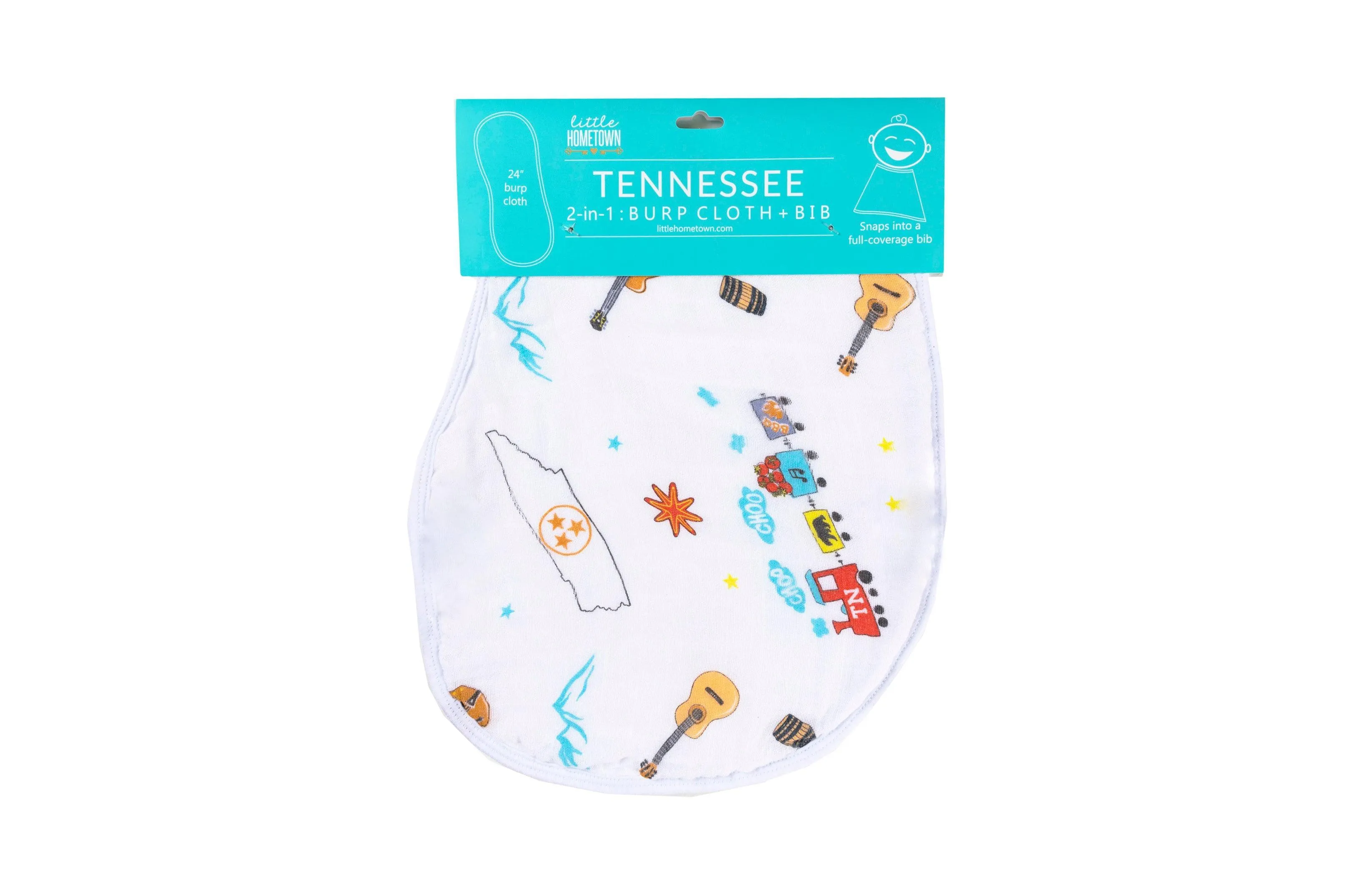 Gift Set: Tennessee Baby Muslin Swaddle Blanket and Burp Cloth/Bib Combo