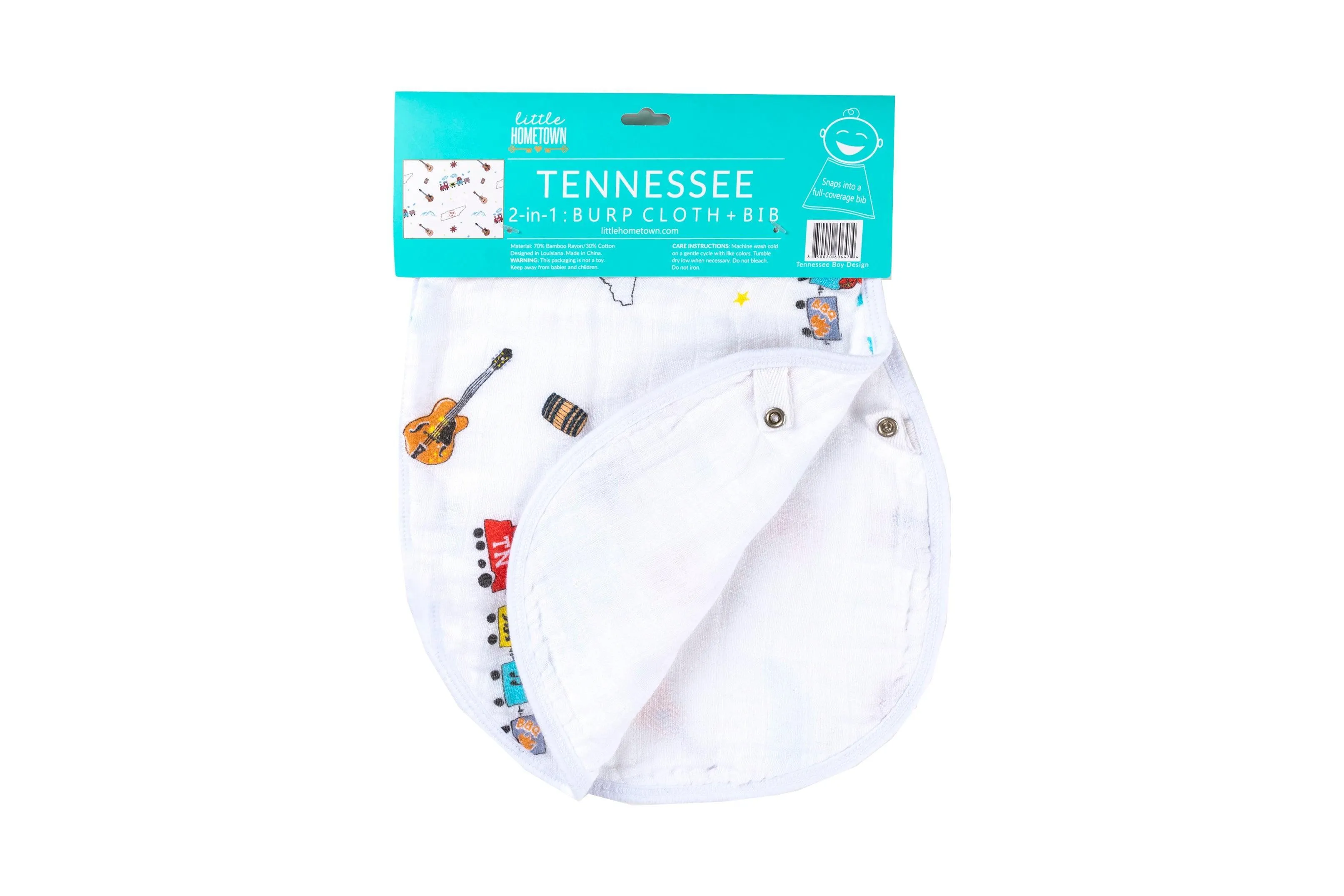 Gift Set: Tennessee Baby Muslin Swaddle Blanket and Burp Cloth/Bib Combo