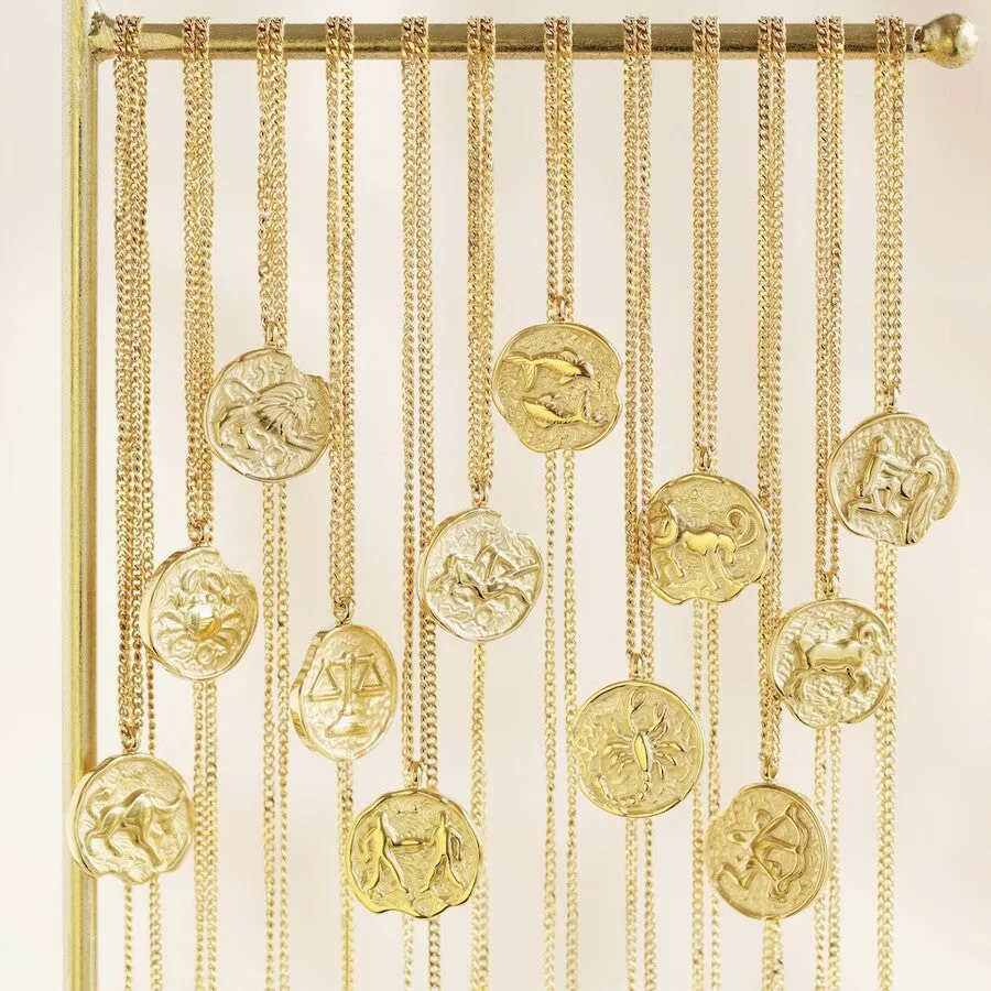 Gold Libra Zodiac Pendant Necklace