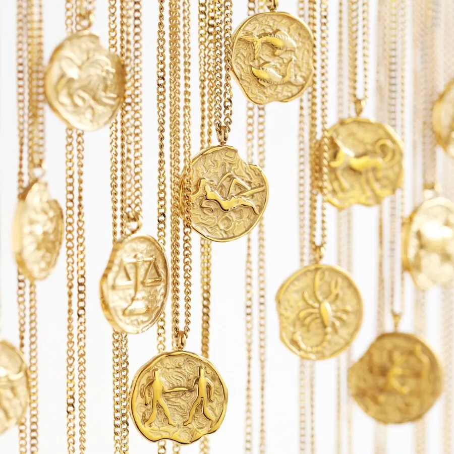 Gold Libra Zodiac Pendant Necklace