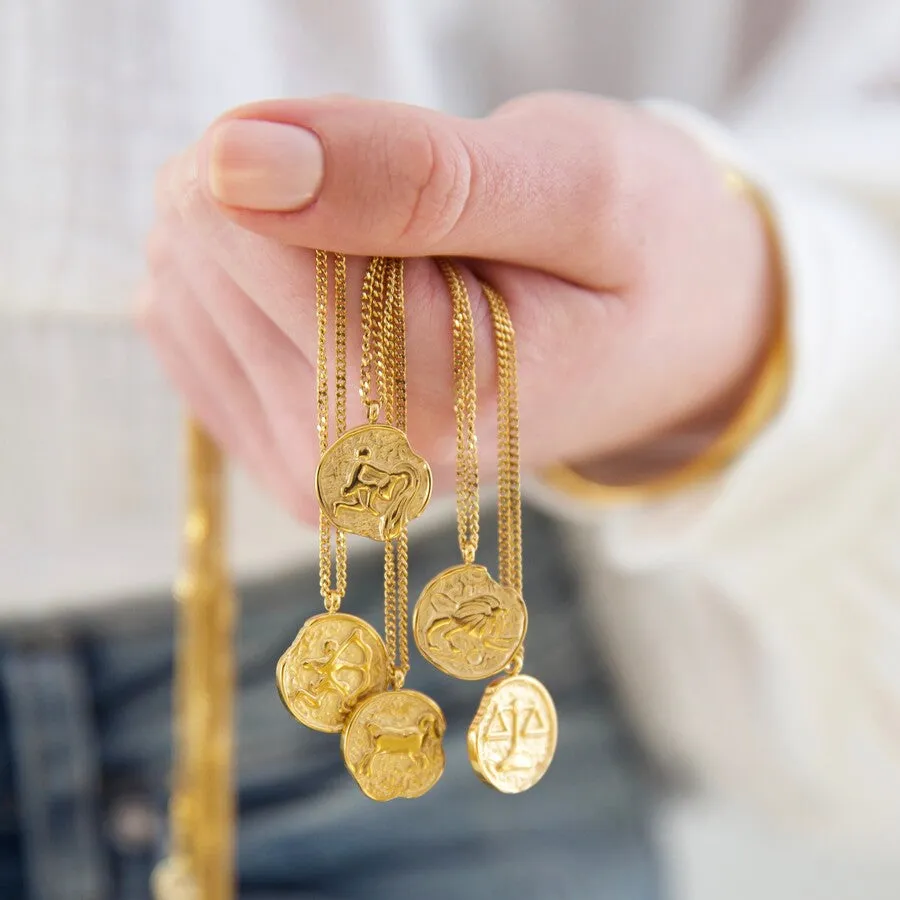 Gold Libra Zodiac Pendant Necklace