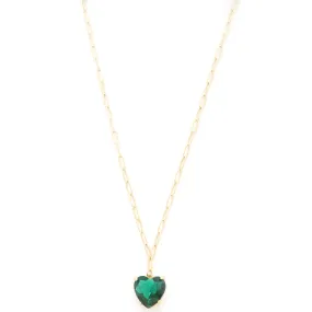 GREEN HEART CRYSTAL LINK NECKLACE- M H W ACCESSORIES