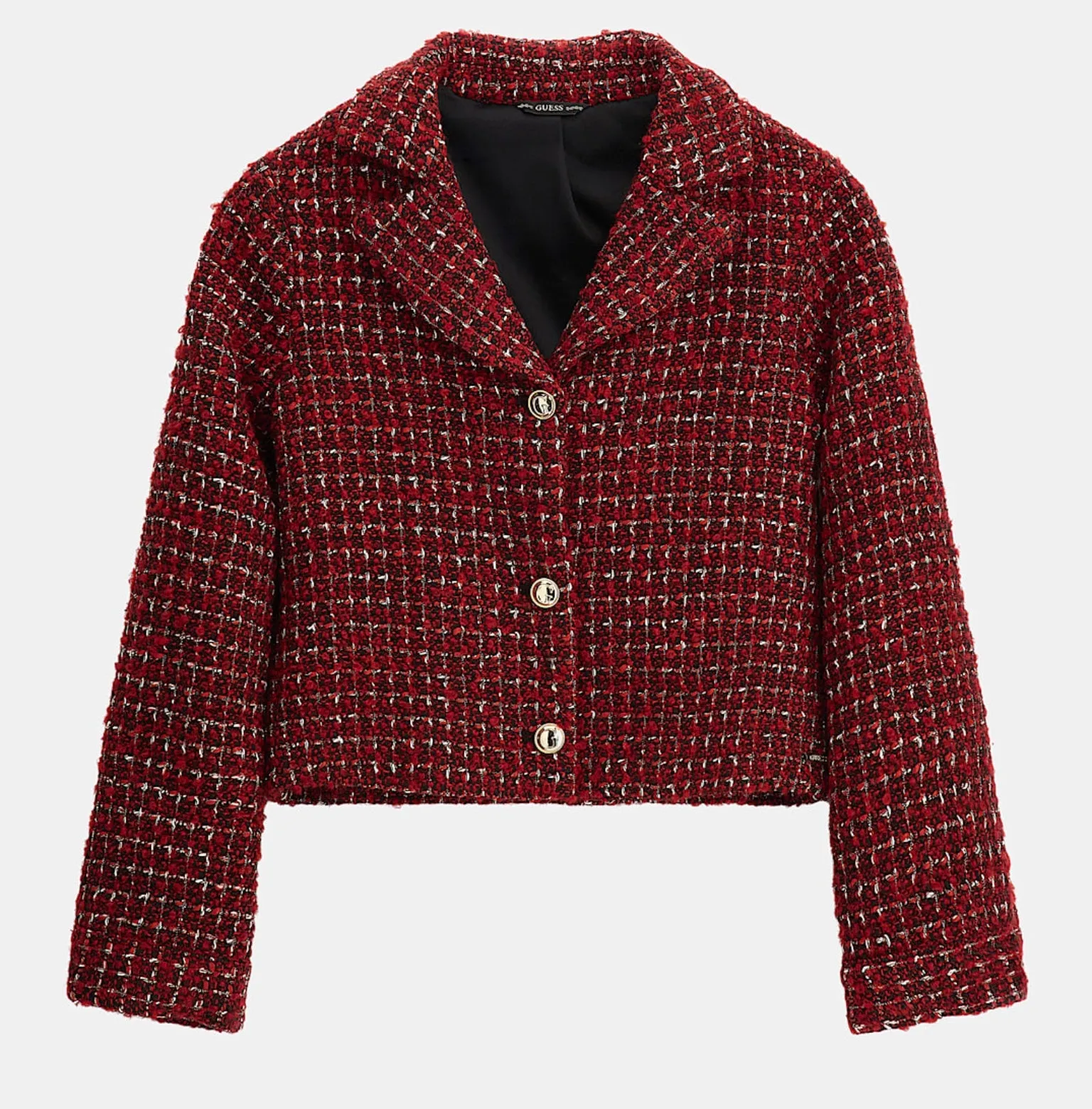 Guess Girls Red Cropped Tweed Jacket