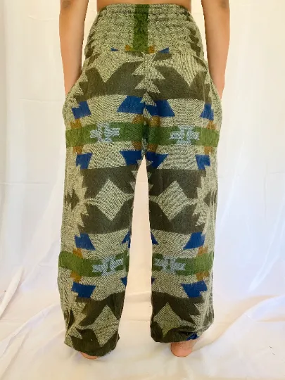 Handmade Geometric Wool Harem Pants from Nepal, Wool Pants, Non Itchy Wool Pants for Winter, Unisex Wool Pants, Winter Clothing, Yoga Pants