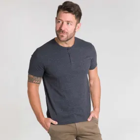 Heather Charcoal Short Sleeve Henley