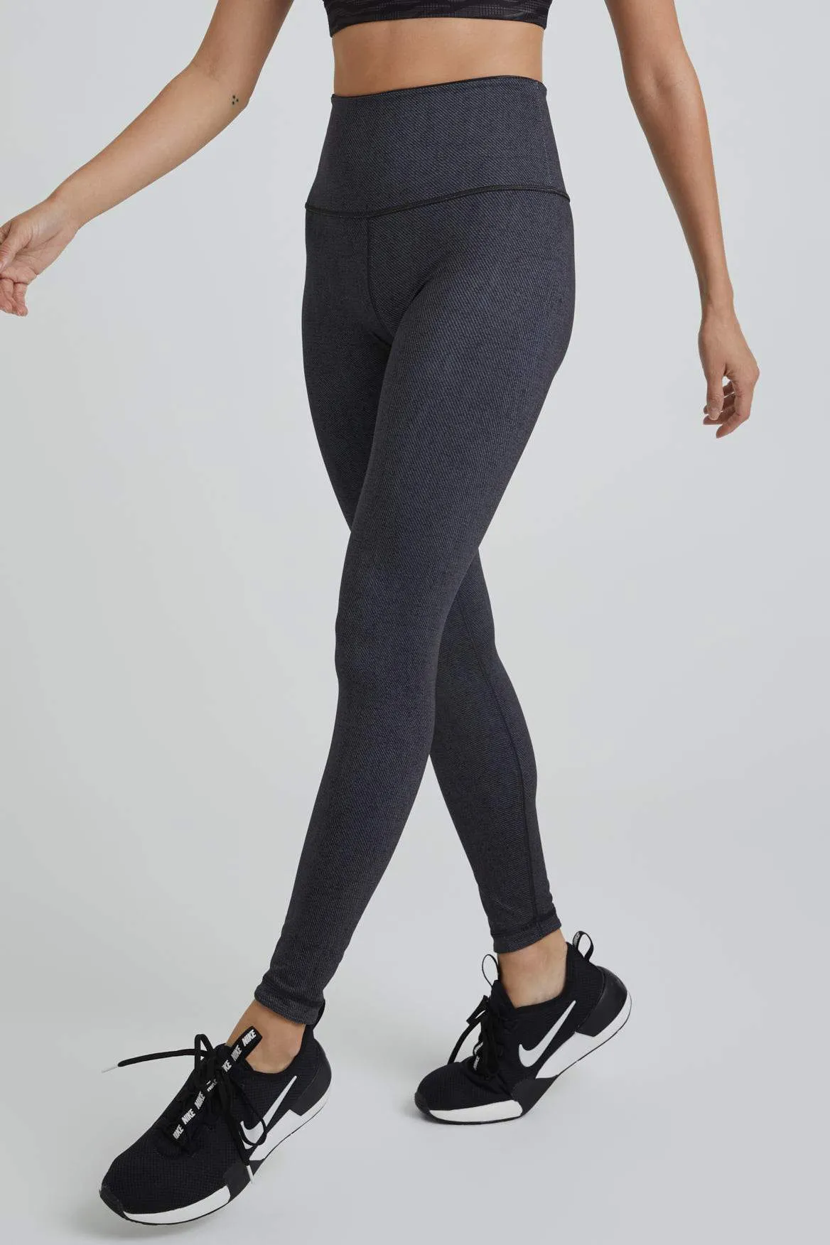 High Waist Leggings Charcoal Zebra