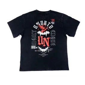 HIGHLY UNDRTD CLIQUE Washed Vintage Graphic T-Shirt - Black