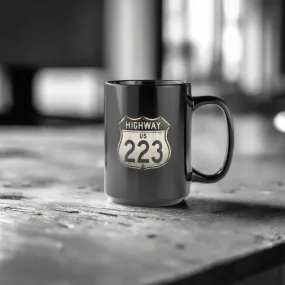 Highway 223 Black Mug, 15oz