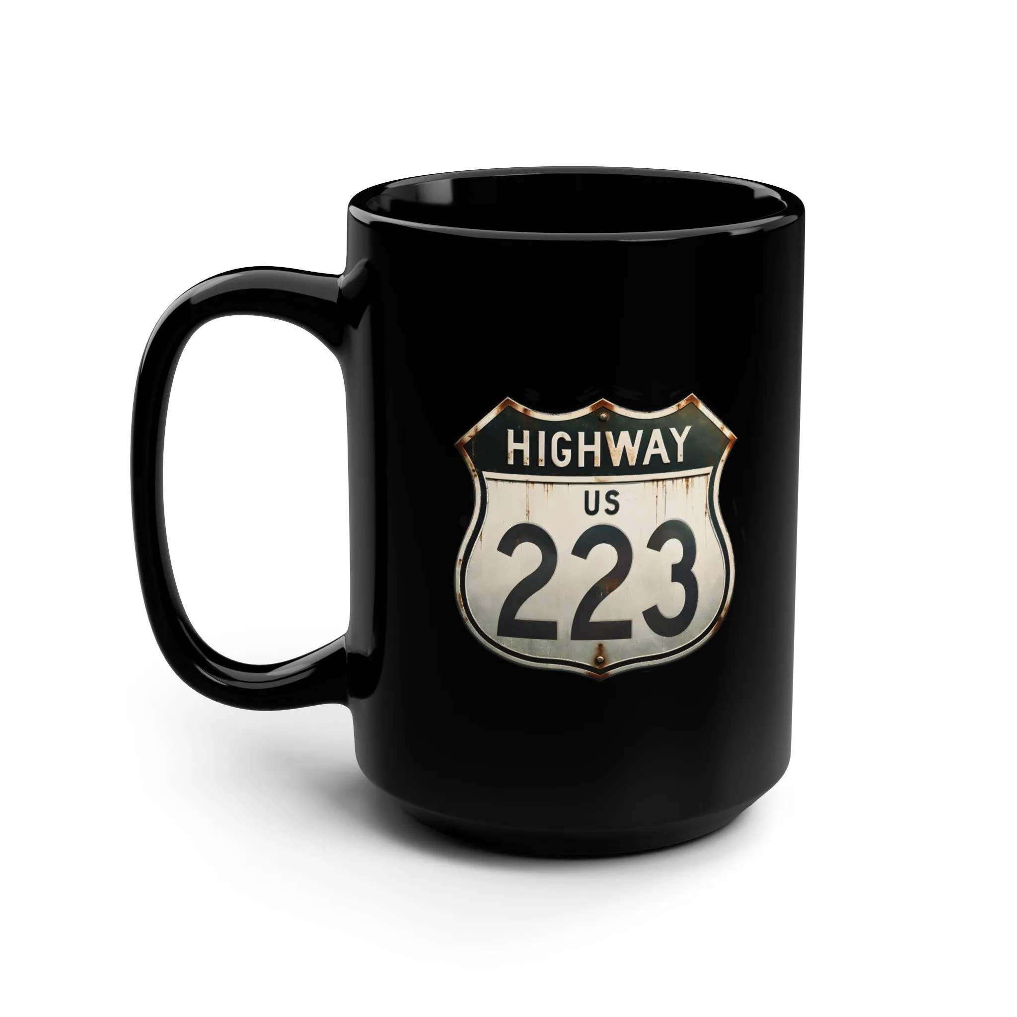 Highway 223 Black Mug, 15oz