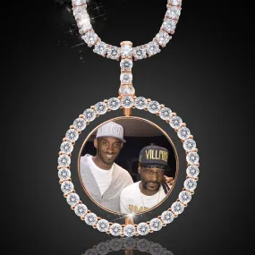 Hip Hop Necklace-Custom Photo Rotating Double-sided Medallions Pendant Necklace