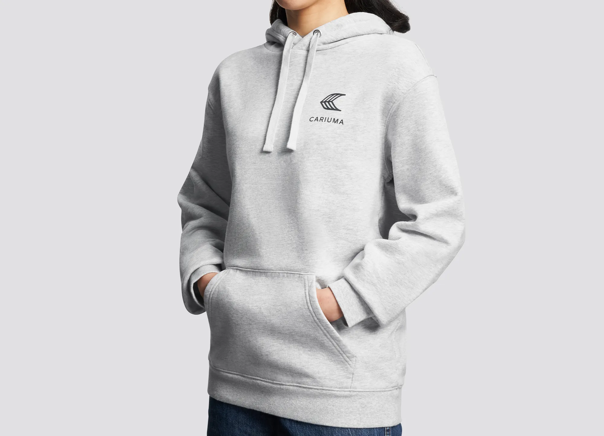 Hoodie Melange Grey with Black Logo