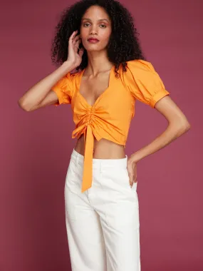 Huda Ruched Top in Orange