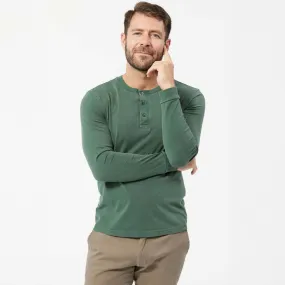 Hunter Green Long Sleeve Pima Cotton Henley