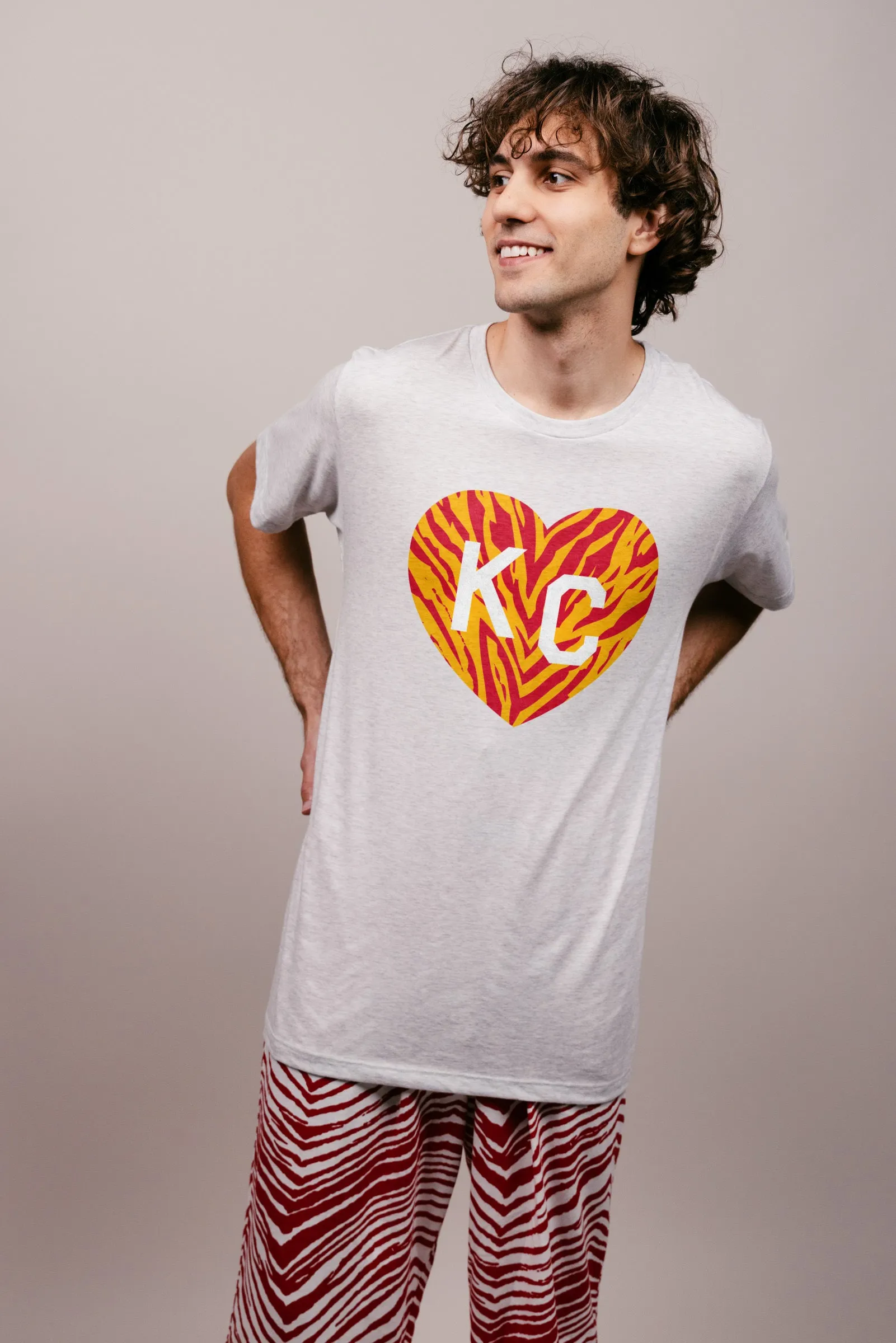 KC Striped Heart Ash T-Shirt