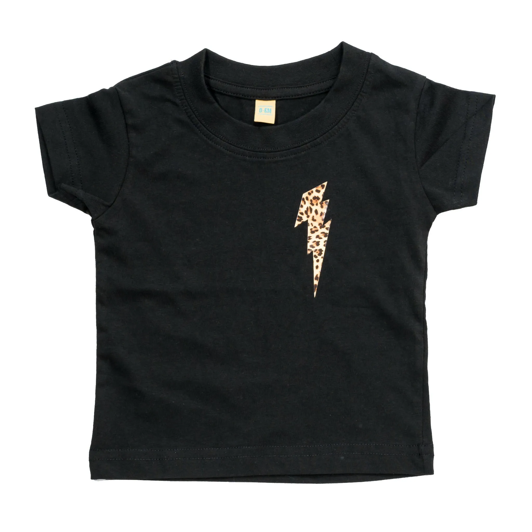 Kids Tee with Mini Leopard Print Lightning Bolt