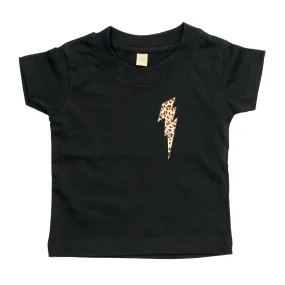 Kids Tee with Mini Leopard Print Lightning Bolt