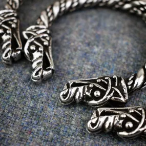 Large Pewter Wolf Head Bracelet - Handcrafted in the UK