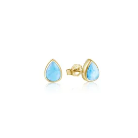 Larimar Teardrop Stud Earrings