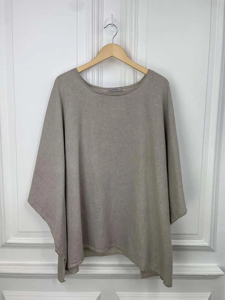 Linen Mix Boxy Top - Stone