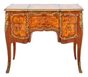 Louis XV Revival Parquetry Vanity or Coiffeuse