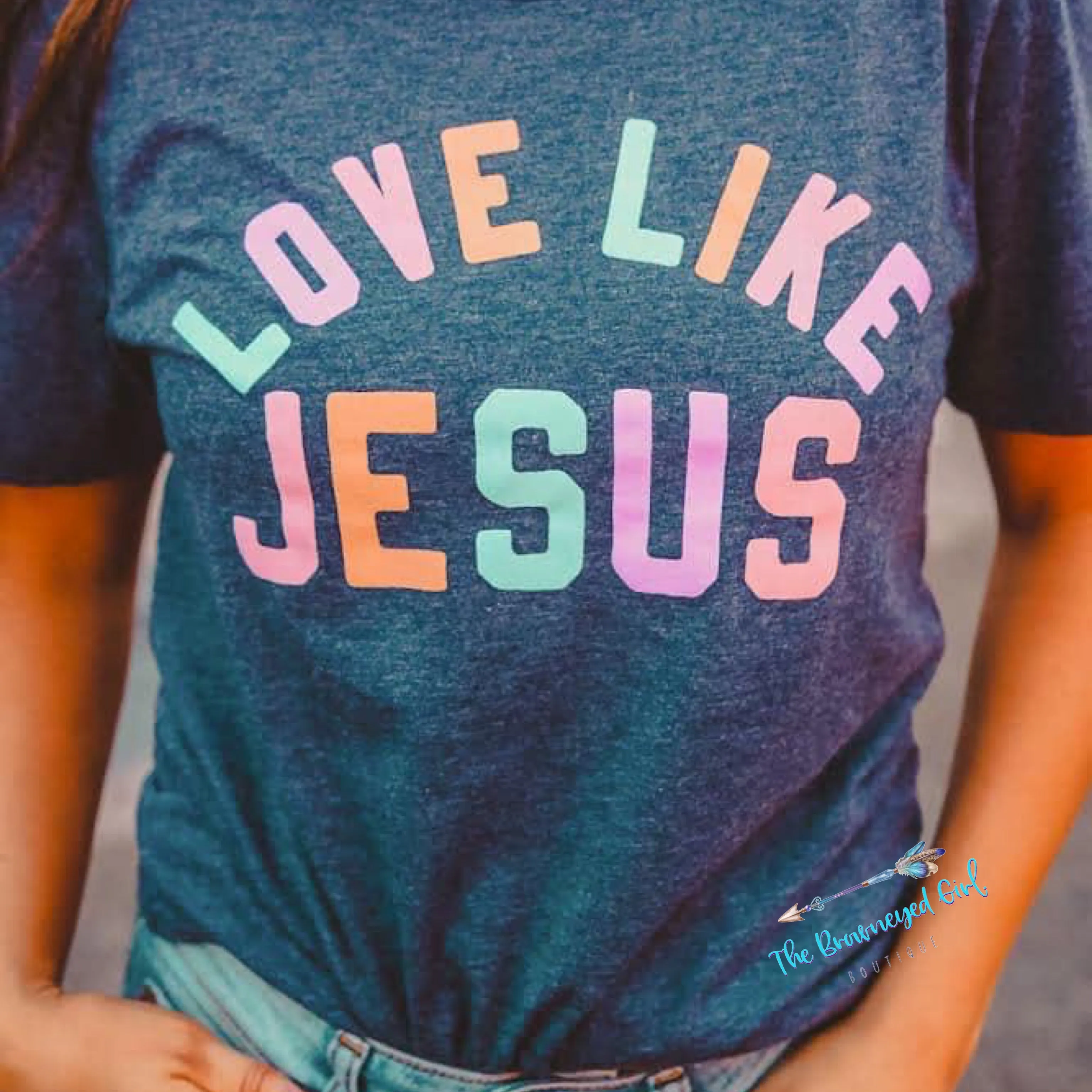 Love Like Jesus Sorbet Graphic Tee/ Heather Navy/ Short Sleeve