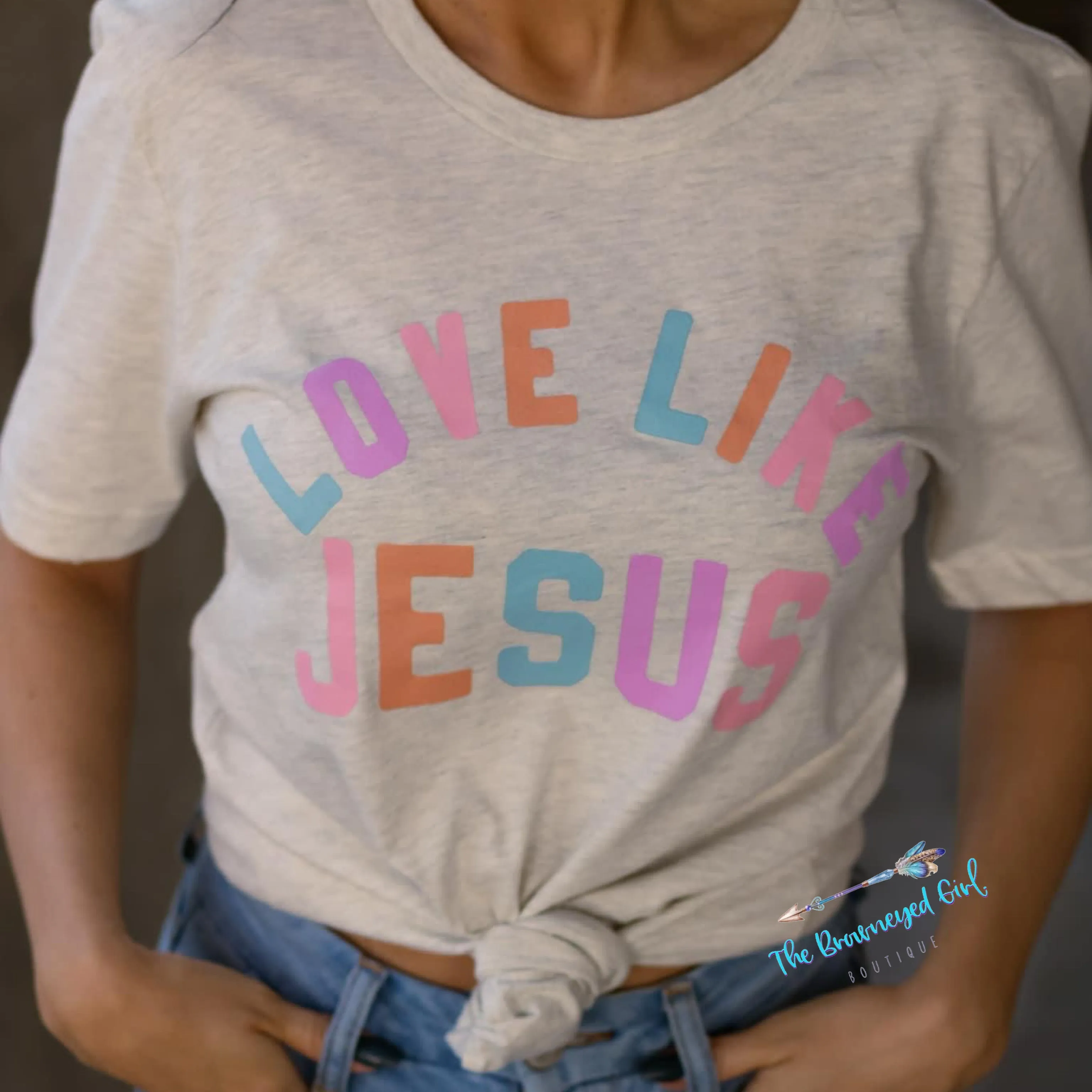 Love Like Jesus Sorbet Graphic Tee/ Heather Navy/ Short Sleeve