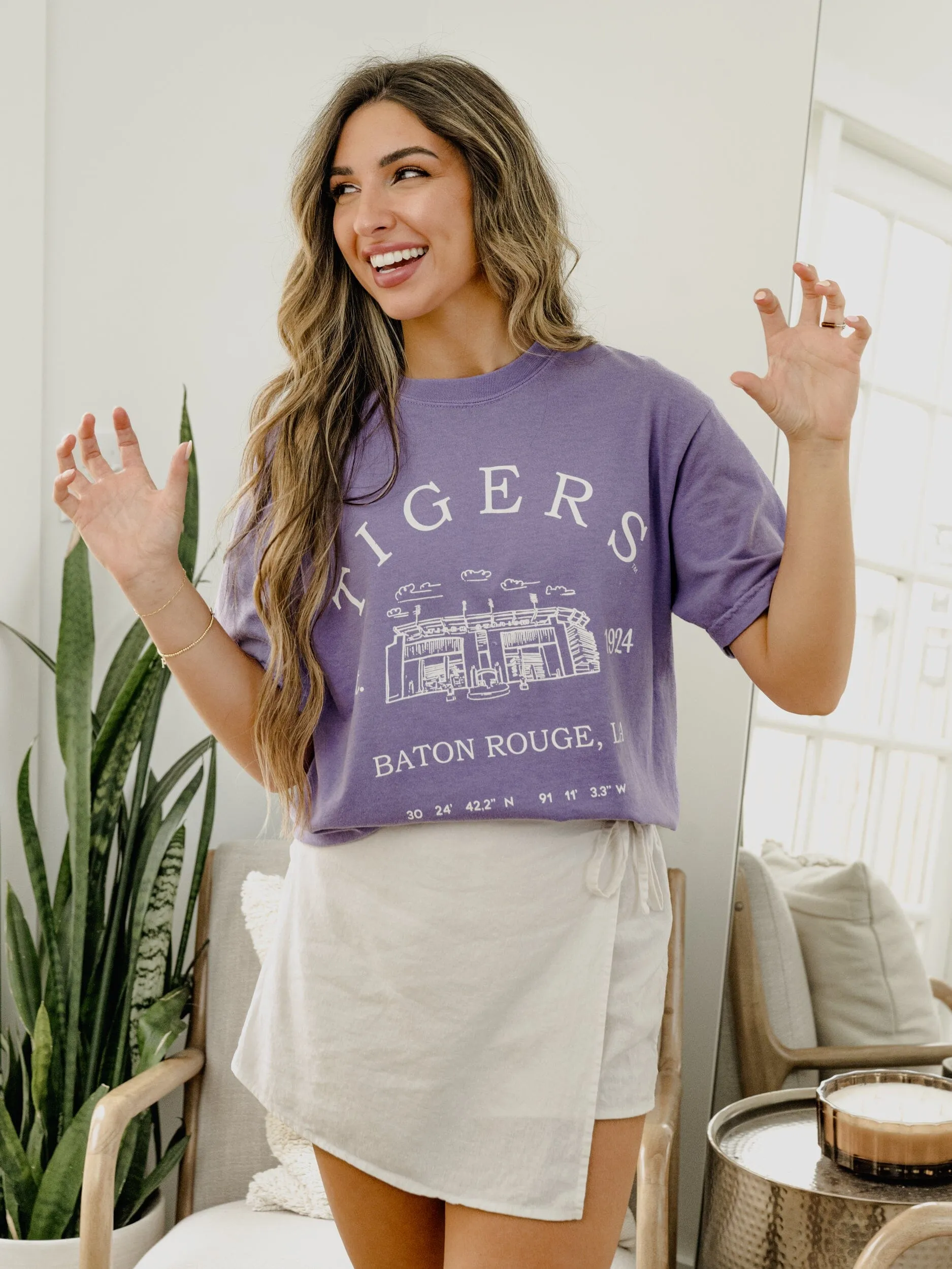 LSU Tigers Stadium Coordinates Violet Tee