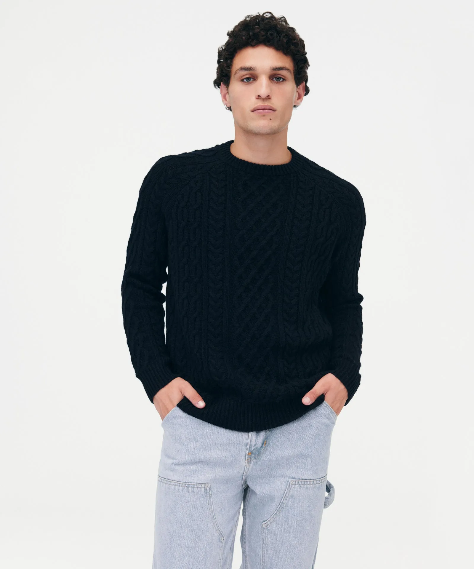 Luxe Cashmino Cable Crewneck Sweater