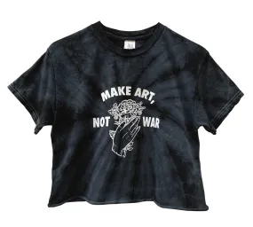 Make Art, Not War Black Tie-Dye Graphic Unisex Cropped Tee