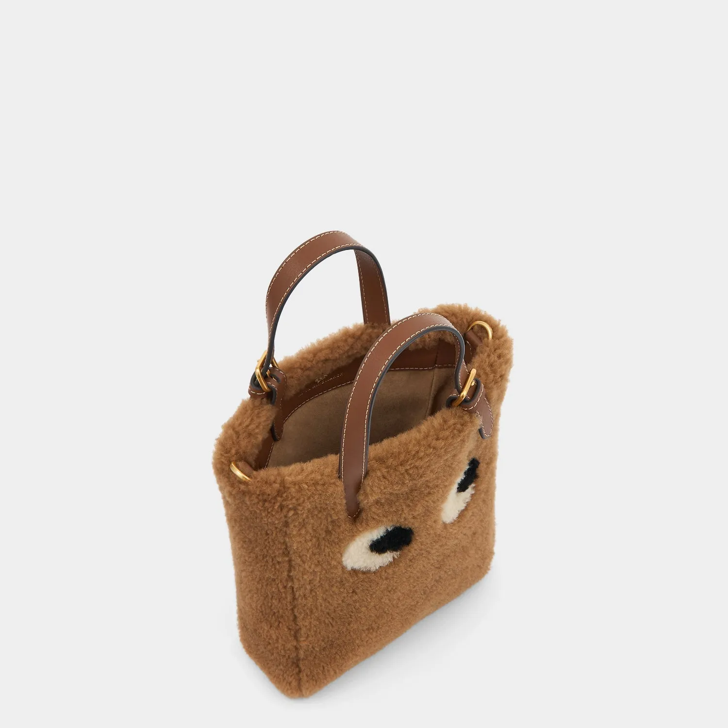 Mini N/S Eyes Shearling Cross-body Tote