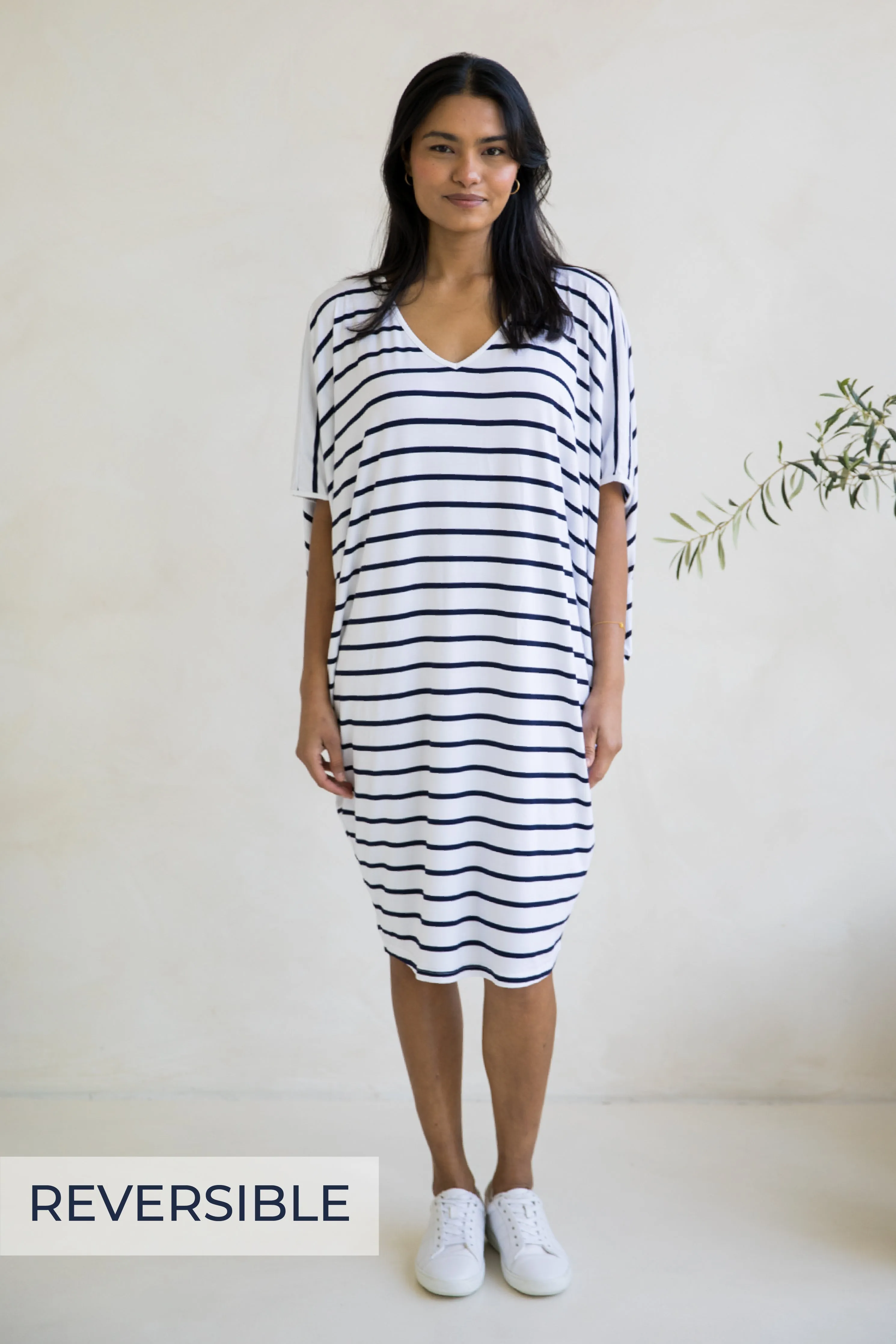 Miracle Dress in Navy/White Stripe