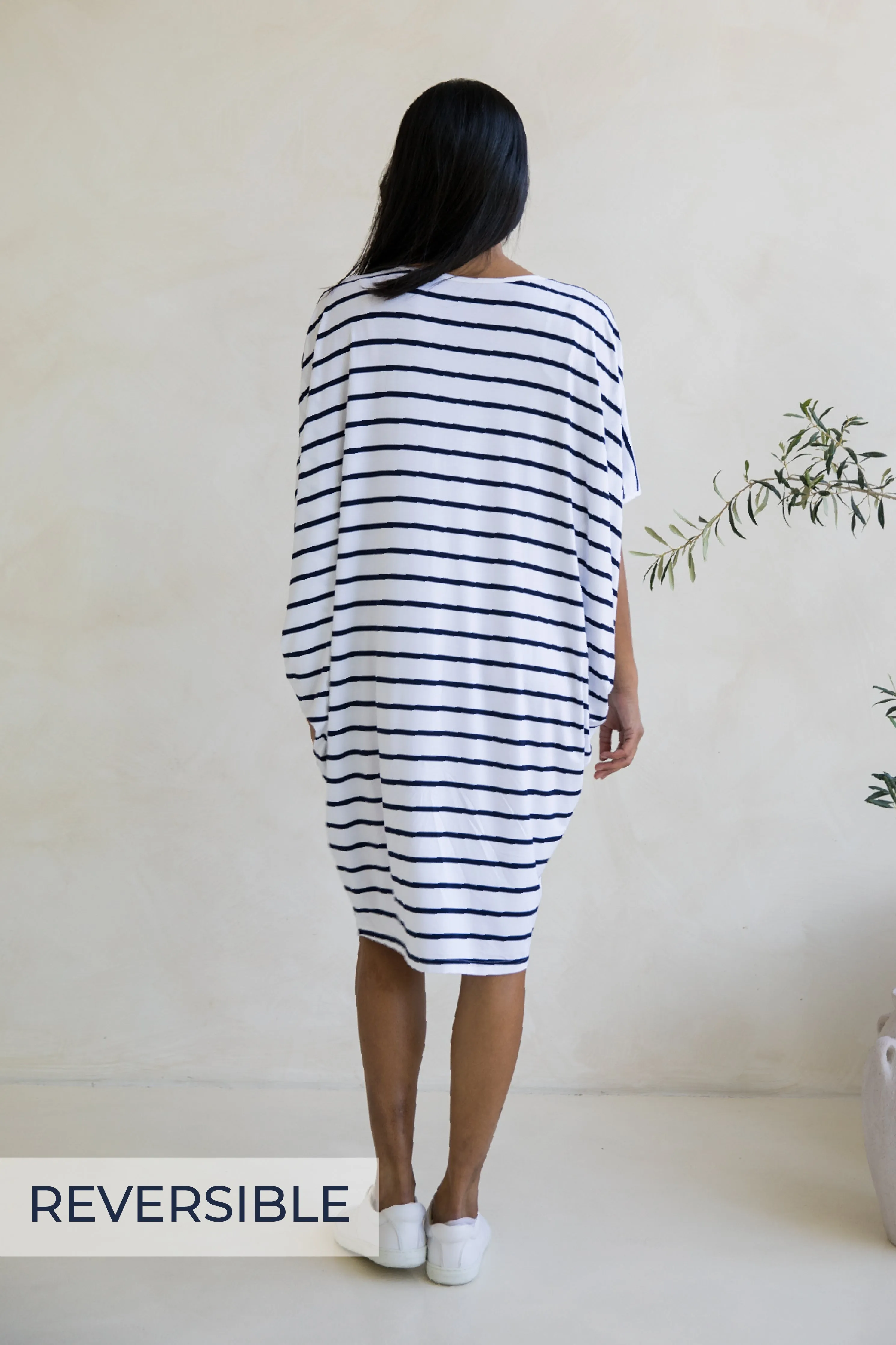 Miracle Dress in Navy/White Stripe