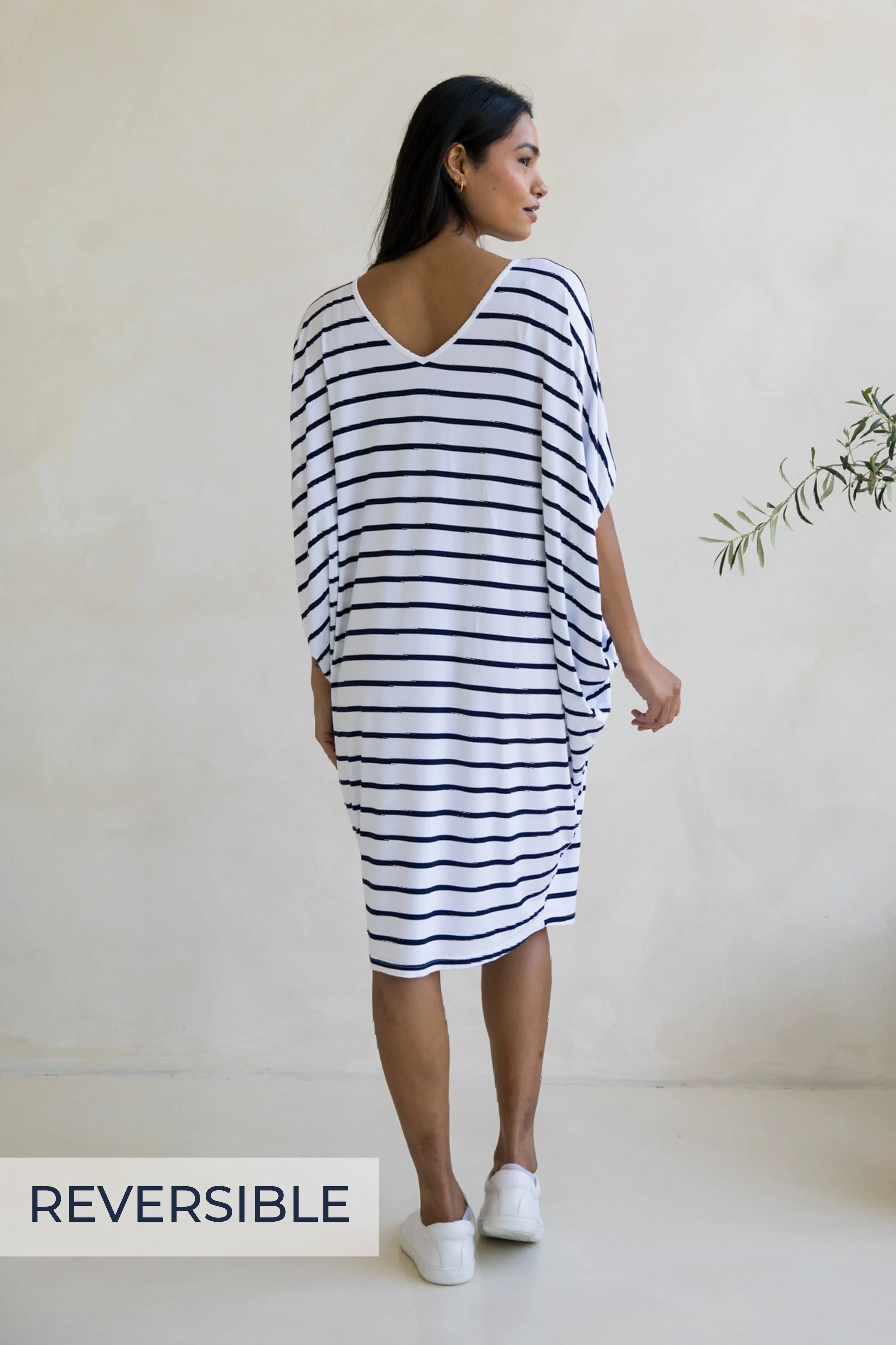 Miracle Dress in Navy/White Stripe