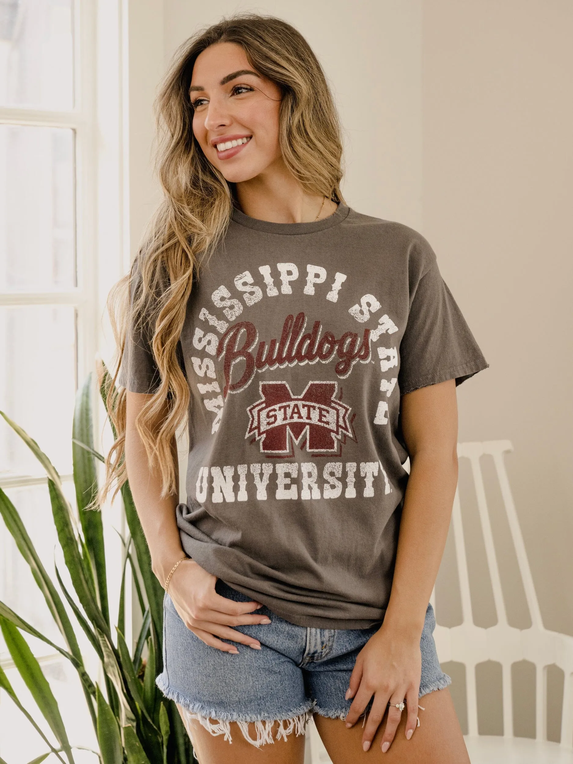 Mississippi State Bulldogs Draft Charcoal Thrifted Tee