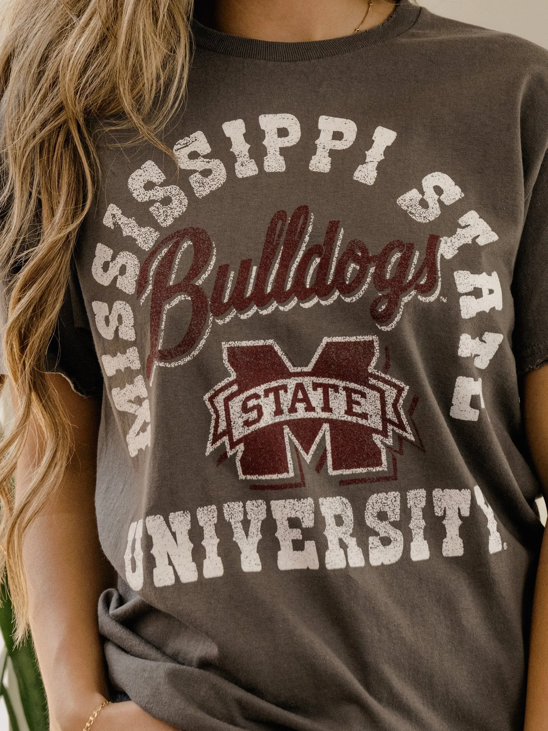 Mississippi State Bulldogs Draft Charcoal Thrifted Tee