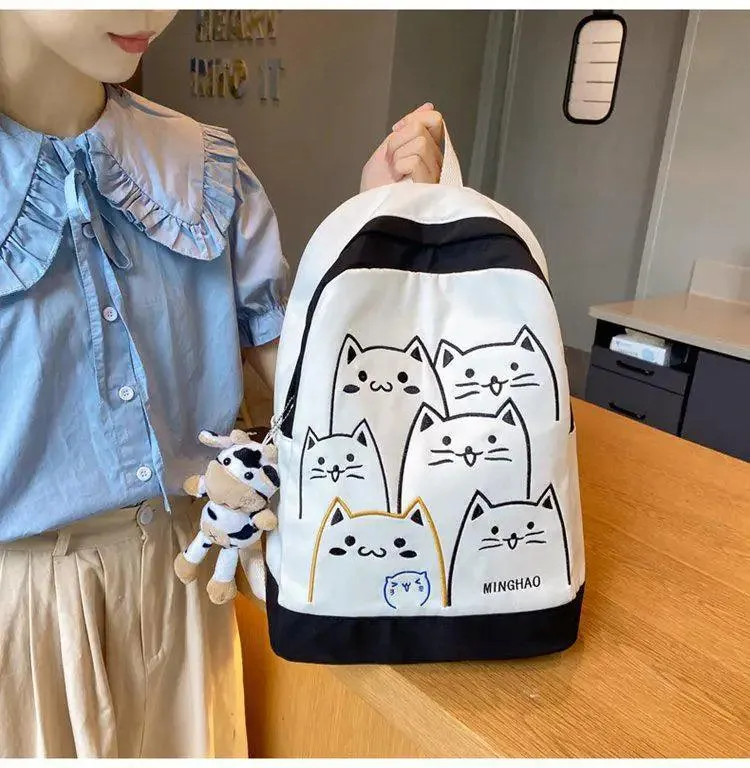 NBCB143 Cool Backpack - School Book Bags - Cute Cat Pattern