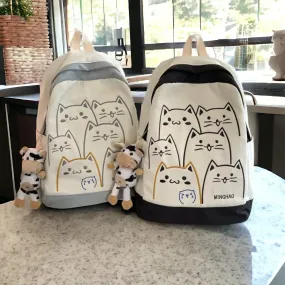 NBCB143 Cool Backpack - School Book Bags - Cute Cat Pattern