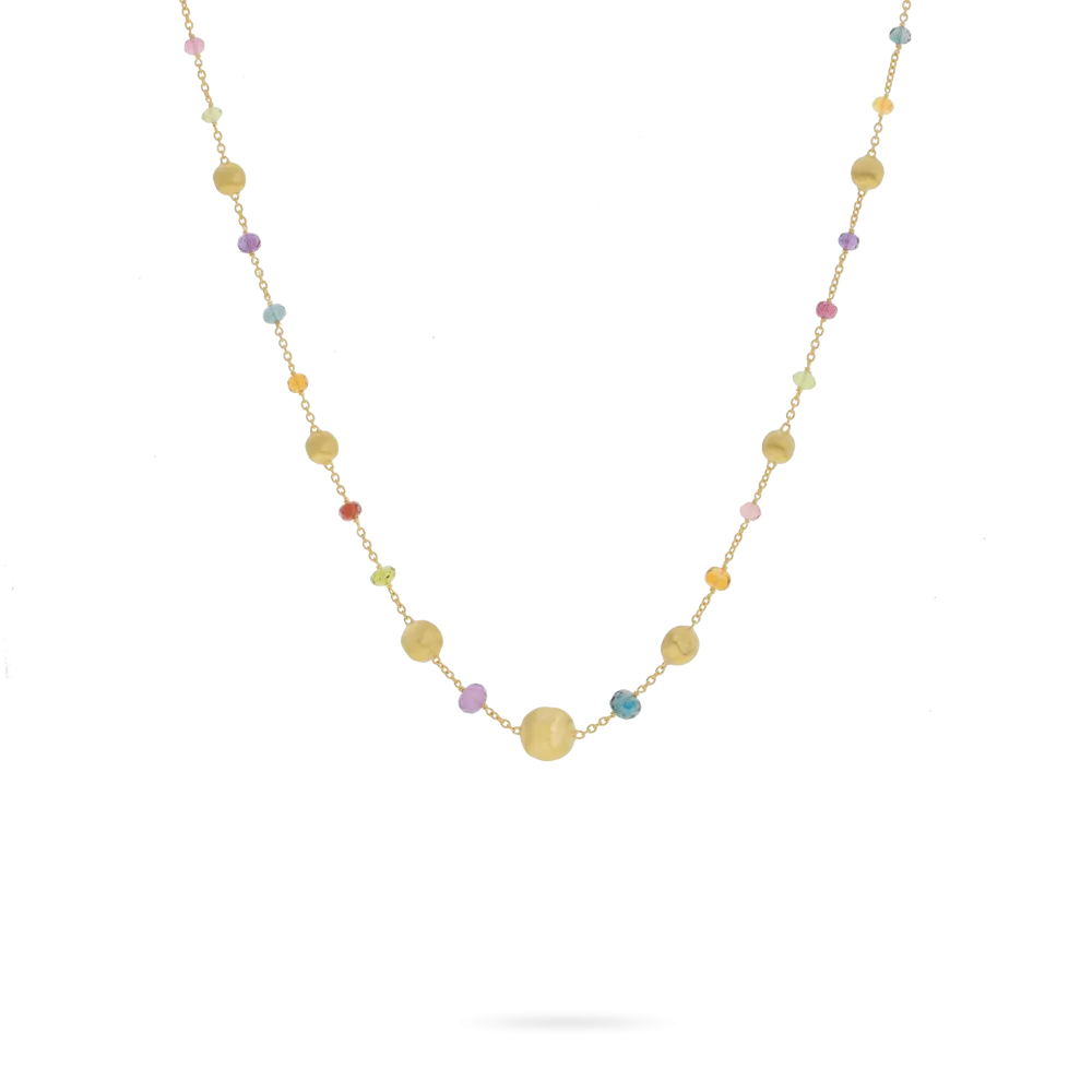 NECKLACE 18K AFRICA YELLOW GOLD WITH MULTICOLORED STONES CB2281-L-MIX02