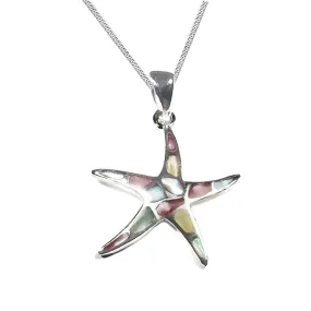 NEW: Mother Of Pearl Starfish Necklace, Multicolour Starfish Pendant