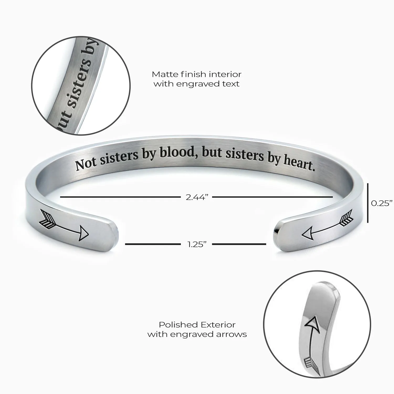 Not Sisters By Blood But Sisters By Heart Personalizable Cuff Bracelet