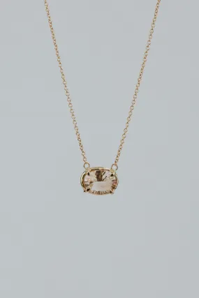 Oval Sunstone Necklace - 14k