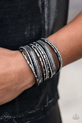 Paparazzi Accessories  - A Wait-and-SEQUIN Attitude Black Fashion Fix Bracelet June 2019