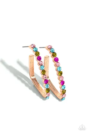 Paparazzi Triangular Tapestry Rose Gold Post Earrings