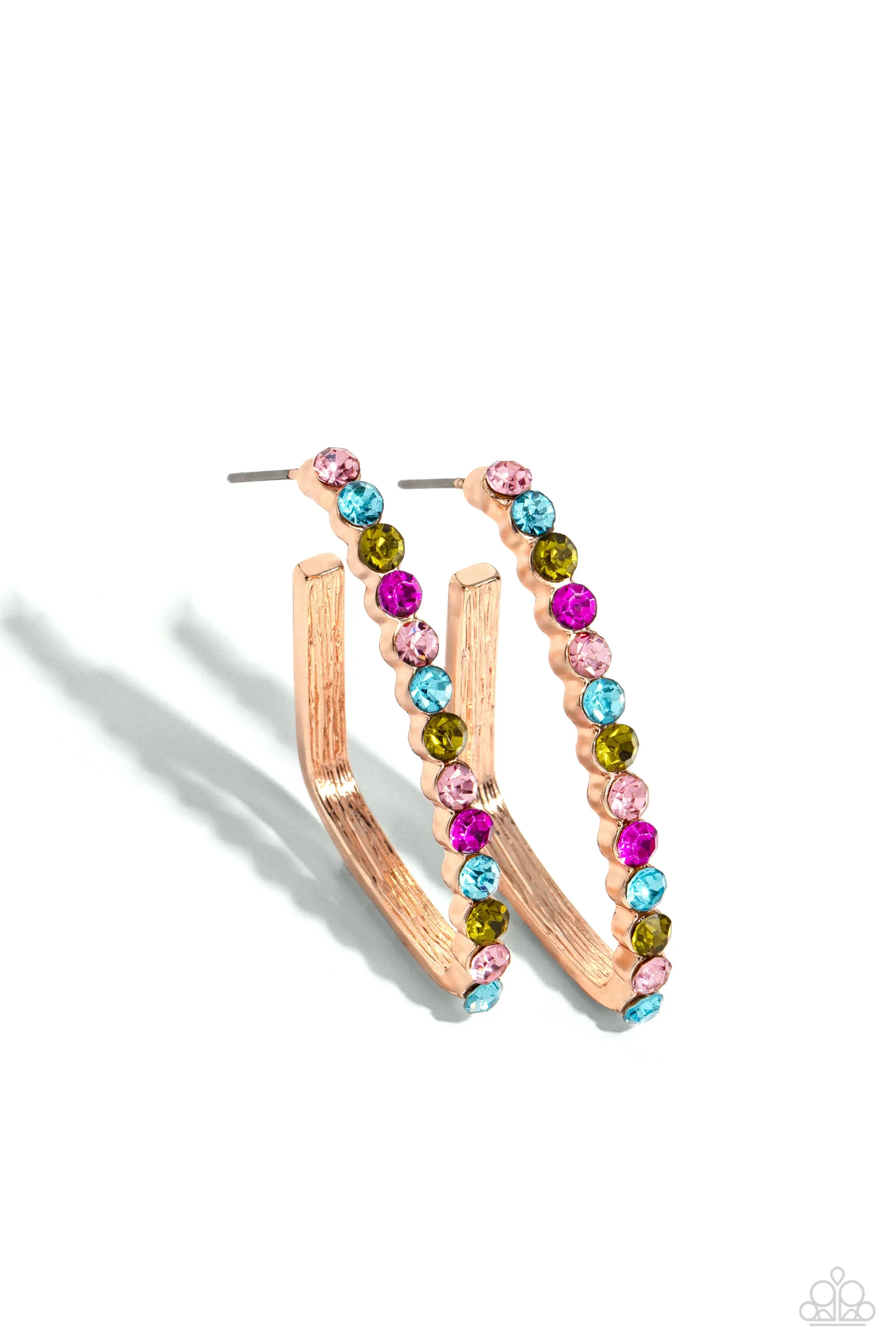 Paparazzi Triangular Tapestry Rose Gold Post Earrings