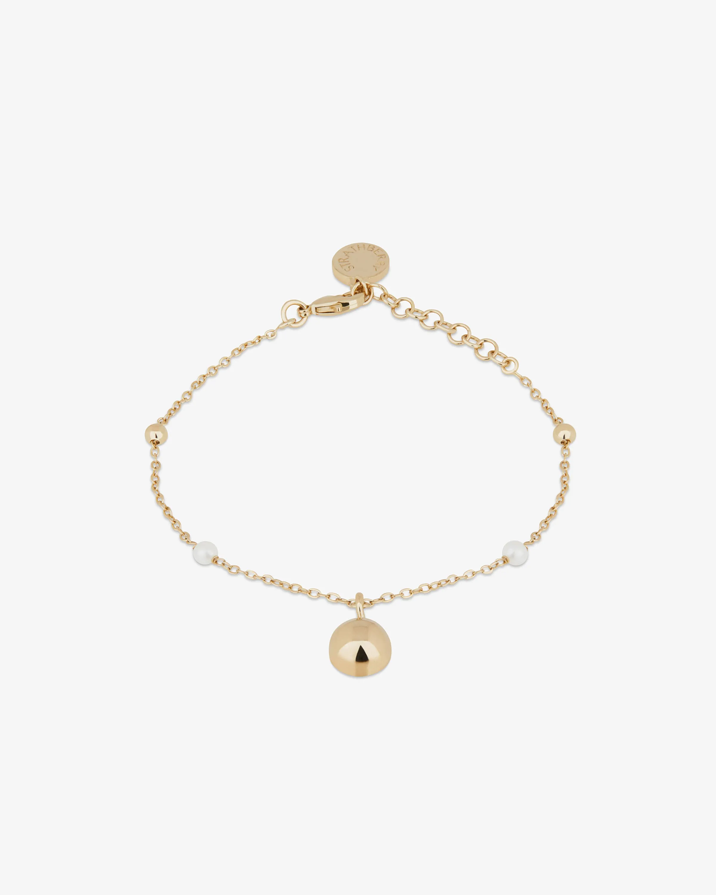 Pearl Chain Bracelet - 22 Carat Gold Gilded