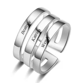 Personalized 3 names Stackable Rings For Women