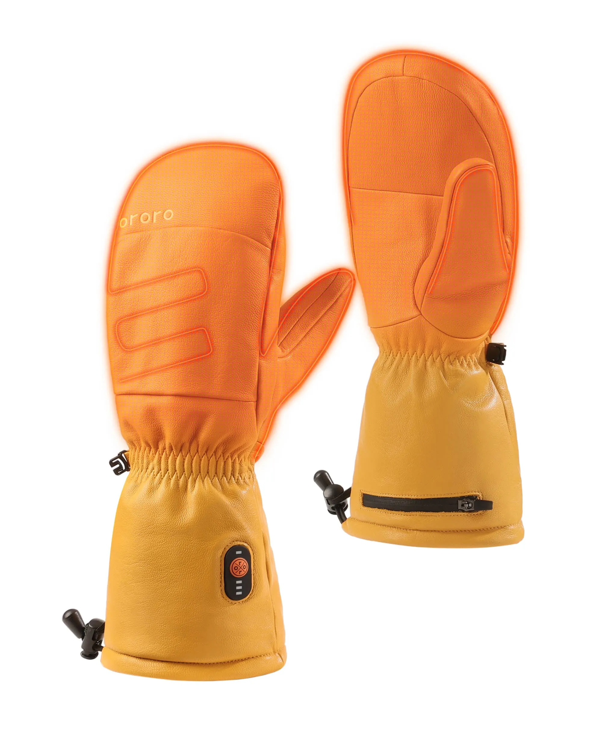 "Duluth" Unisex Heated Leather Chopper Mittens - Yellow