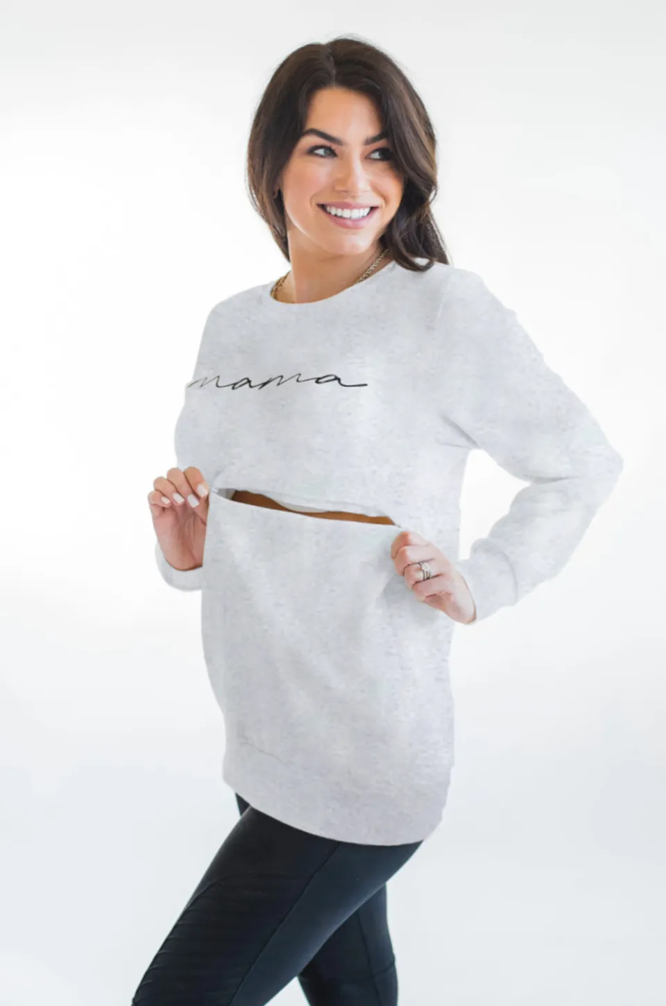 "MAMA" Nursing Sweatshirt - Gray